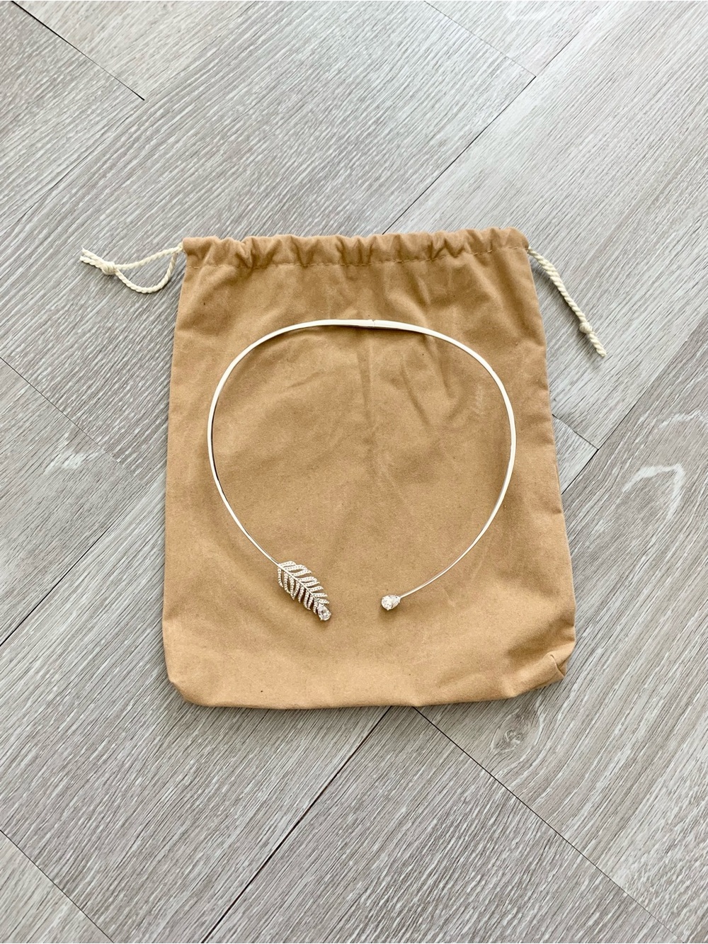 Silver-tone Boucheron Inspired Leaf Collar Necklace Cubic Zirconia